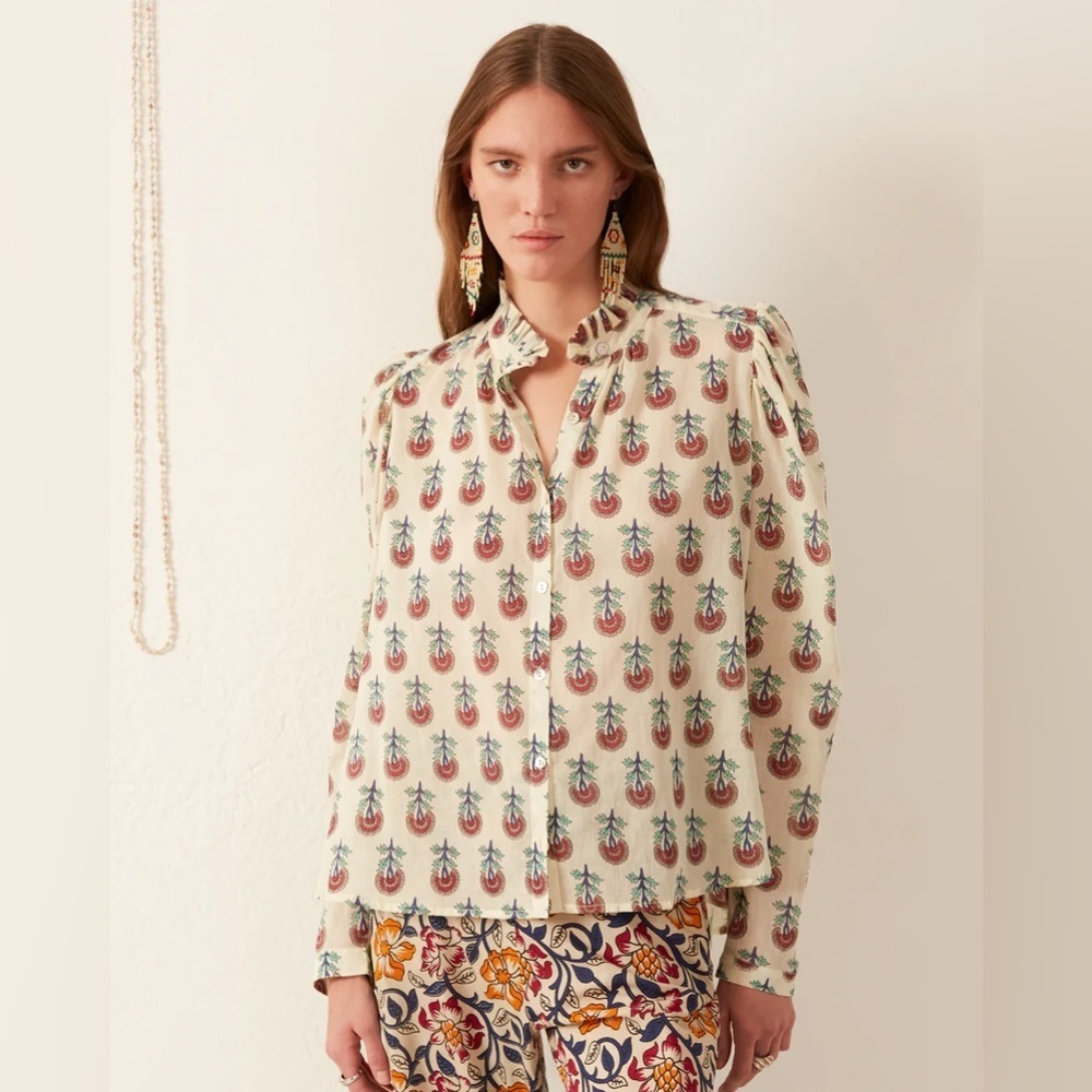 NWT Alix of Bohemia Poet Ivory Rose Blouse sz‎ XS